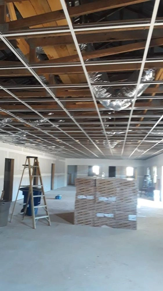 Ceiling framework during an interior build-out